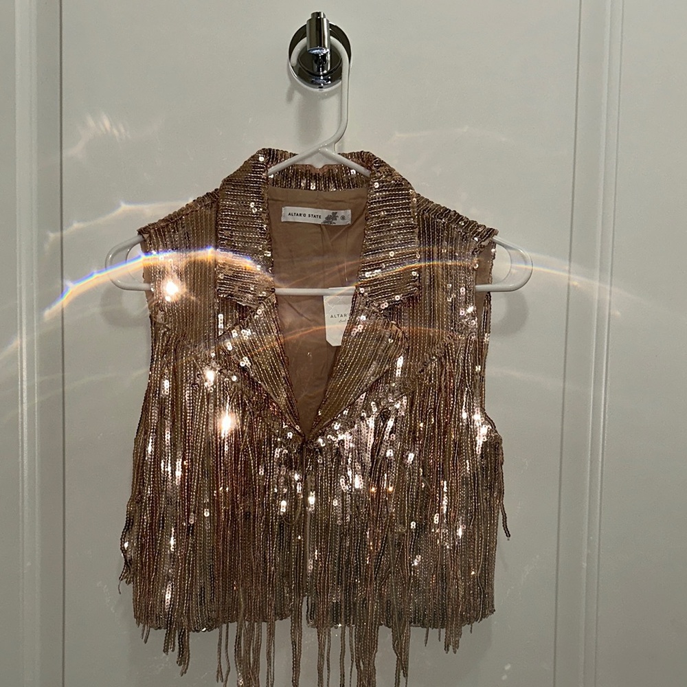 Sequin Fringe Vest